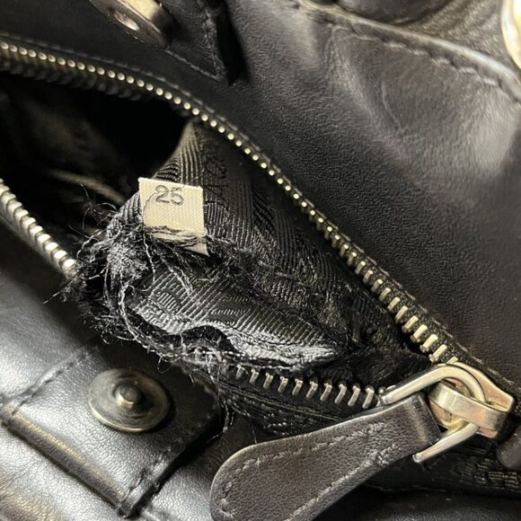 Prada Large Soft Calfskin Leather Buckle Pleated Satchel - Picture 7 of 10